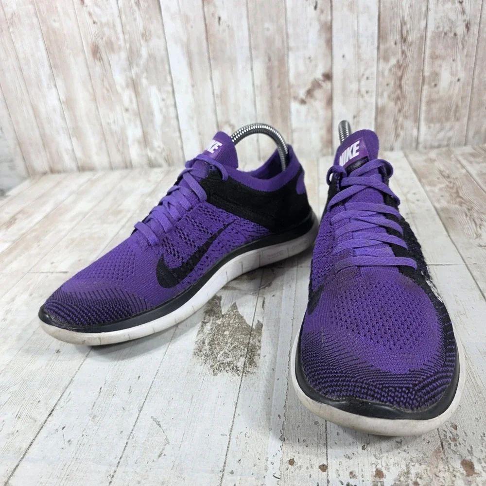 Nike Free 4.0 Flyknit Womens Running Shoes Purple Black 631050-005 Size 8.5
